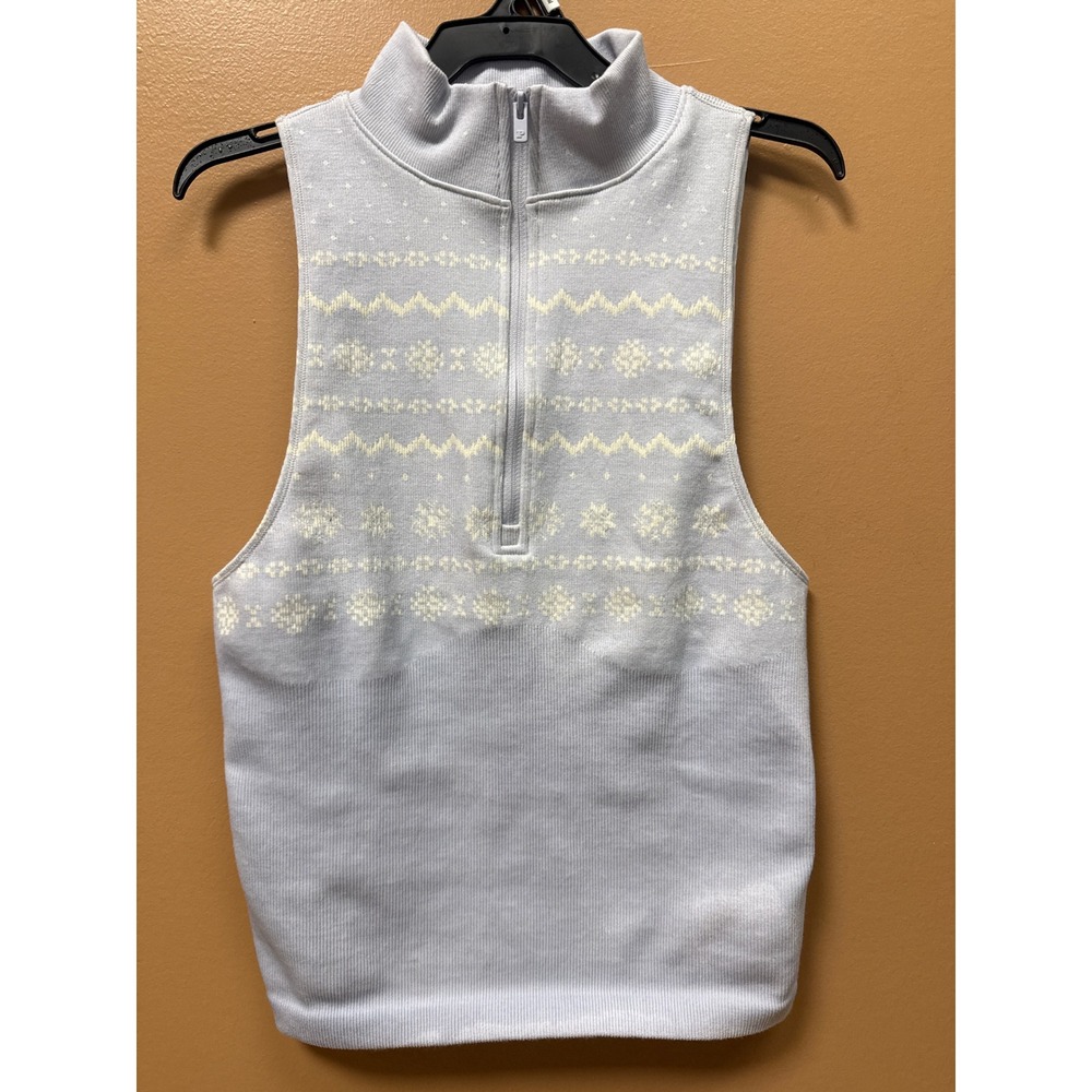 Victoria's Secret PINK Fair Isle Quarter Zip Sleeveless Sweater Vest Blue Small